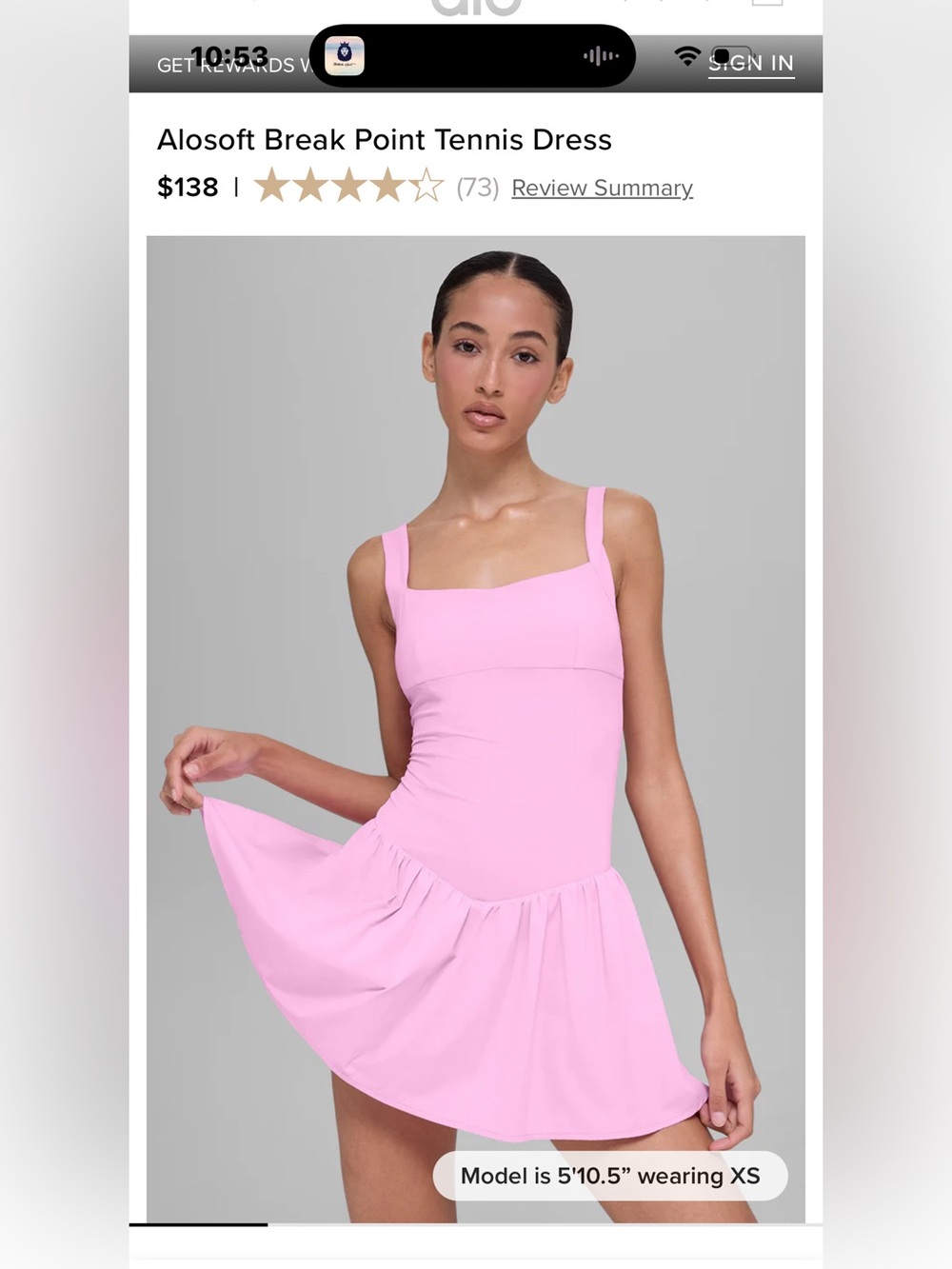 ALO Yoga Pink breakpoint Tennis Dress Sleeveless Drop-Waist Casual Dress - Picture 5 of 5